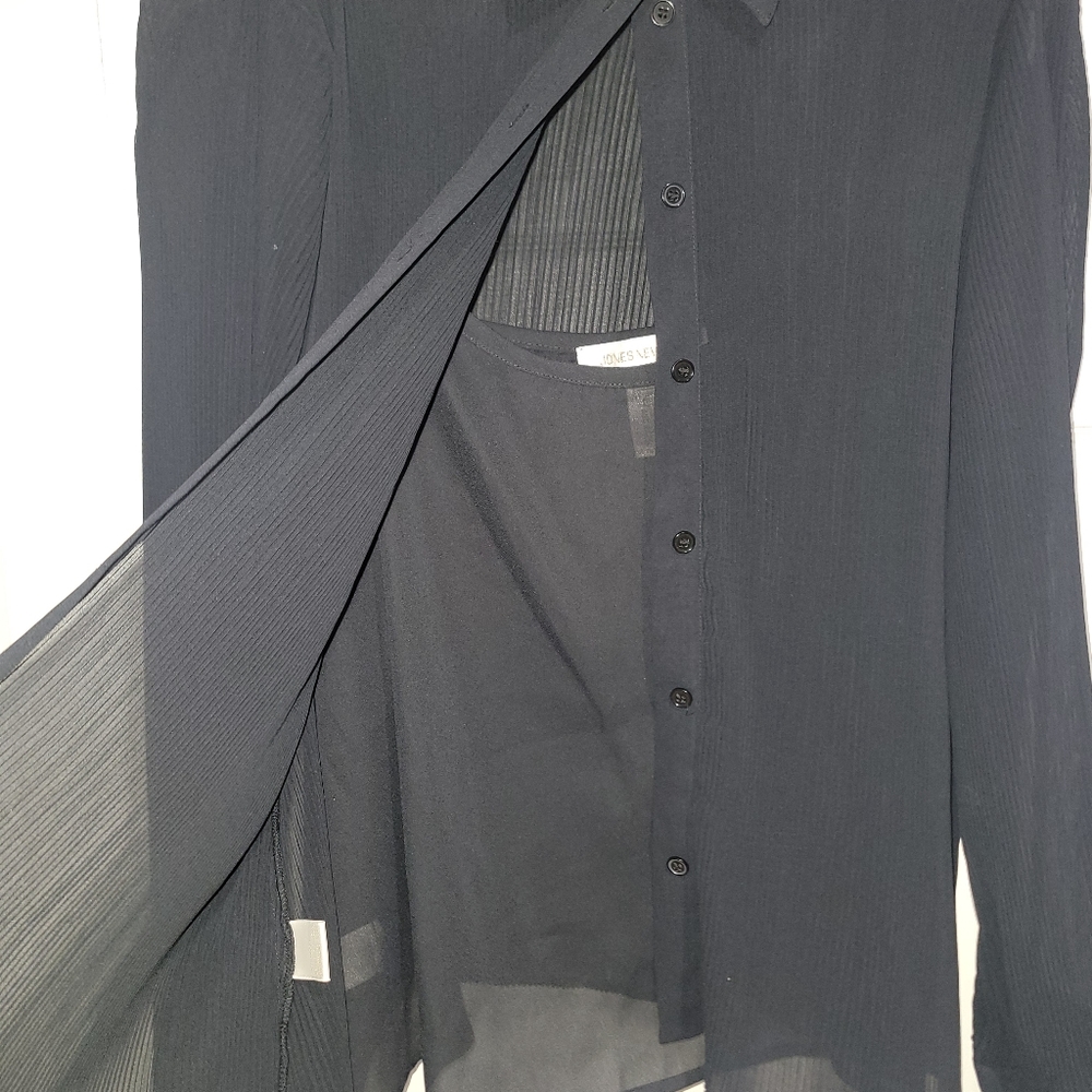 Jones New York pleated sheer long sleeve Blouse Sz 14